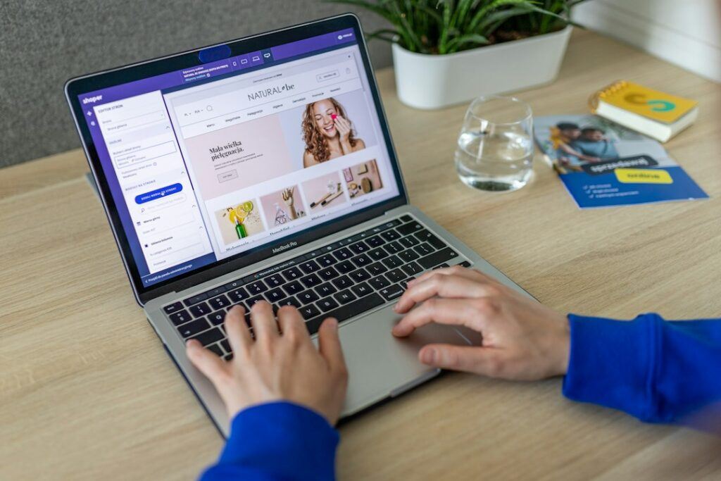 Laptop showing an online store dashboard during an ecommerce platform migration