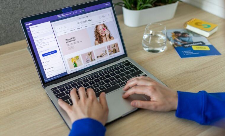 Laptop showing an online store dashboard during an ecommerce platform migration